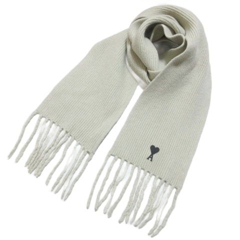 アミ アレクサンドル マテュッシ マフラー ウール フリンジ ワンポイント アミ アレクサンドル マテュッシ ami alexandre mattiussi マフラー