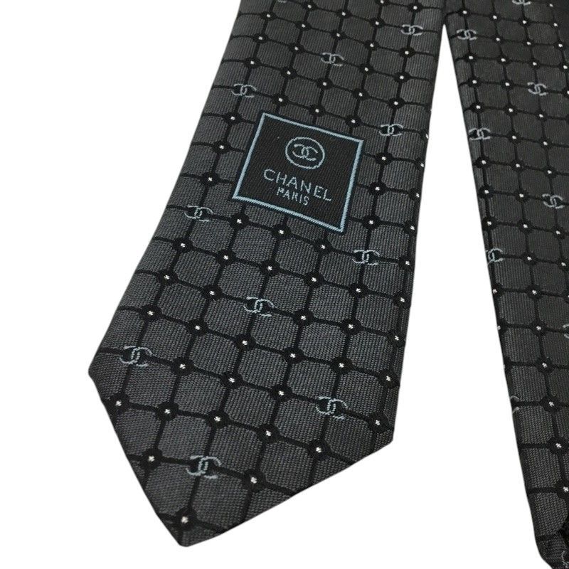 CHANEL【シャネル】チェーン付き ネクタイ スーツ用小物 シルク100
