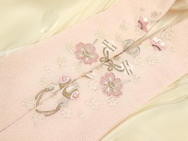 平和屋着物●上質な長襦袢　無双仕立て　兎　砥粉色地　半衿刺繍　逸品　未使用　CYAA4888s6 平和屋着物○上質な長襦袢 無双仕立て 兎 砥粉色地 半衿刺繍 逸品 未