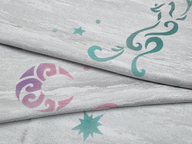 平和屋着物▽極上　小紋　単衣　猫　月　潤色地　逸品　未使用　CYAA4901s6 平和屋着物▽極上 小紋 単衣 猫 月 潤色地 逸品 未使用 CYAA4901s6