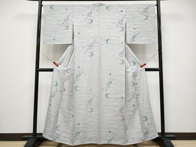 平和屋着物▽極上　小紋　単衣　猫　月　潤色地　逸品　未使用　CYAA4901s6 平和屋着物▽極上 小紋 単衣 猫 月 潤色地 逸品 未使用 CYAA4901s6