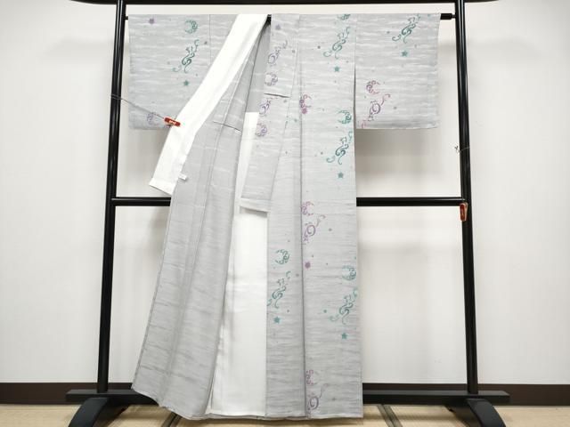 平和屋着物▽極上 小紋 単衣 猫 月 潤色地 逸品 未使用 CYAA4901s6