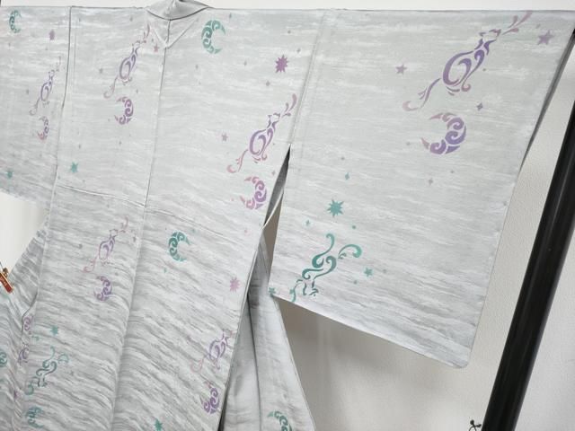 平和屋着物▽極上 小紋 単衣 猫 月 潤色地 逸品 未使用 CYAA4901s6