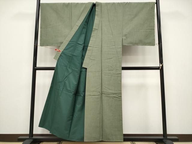 平和屋着物●極上　男性　京都の和装業の老舗一門　千切屋　縹紬　アンサンブル　キングサイズ　鶸茶色　証紙付き　逸品 未使用 CYAA4909s6 平和屋着物○極上 男性 京都の和装業の老舗一門 千切屋 縹紬