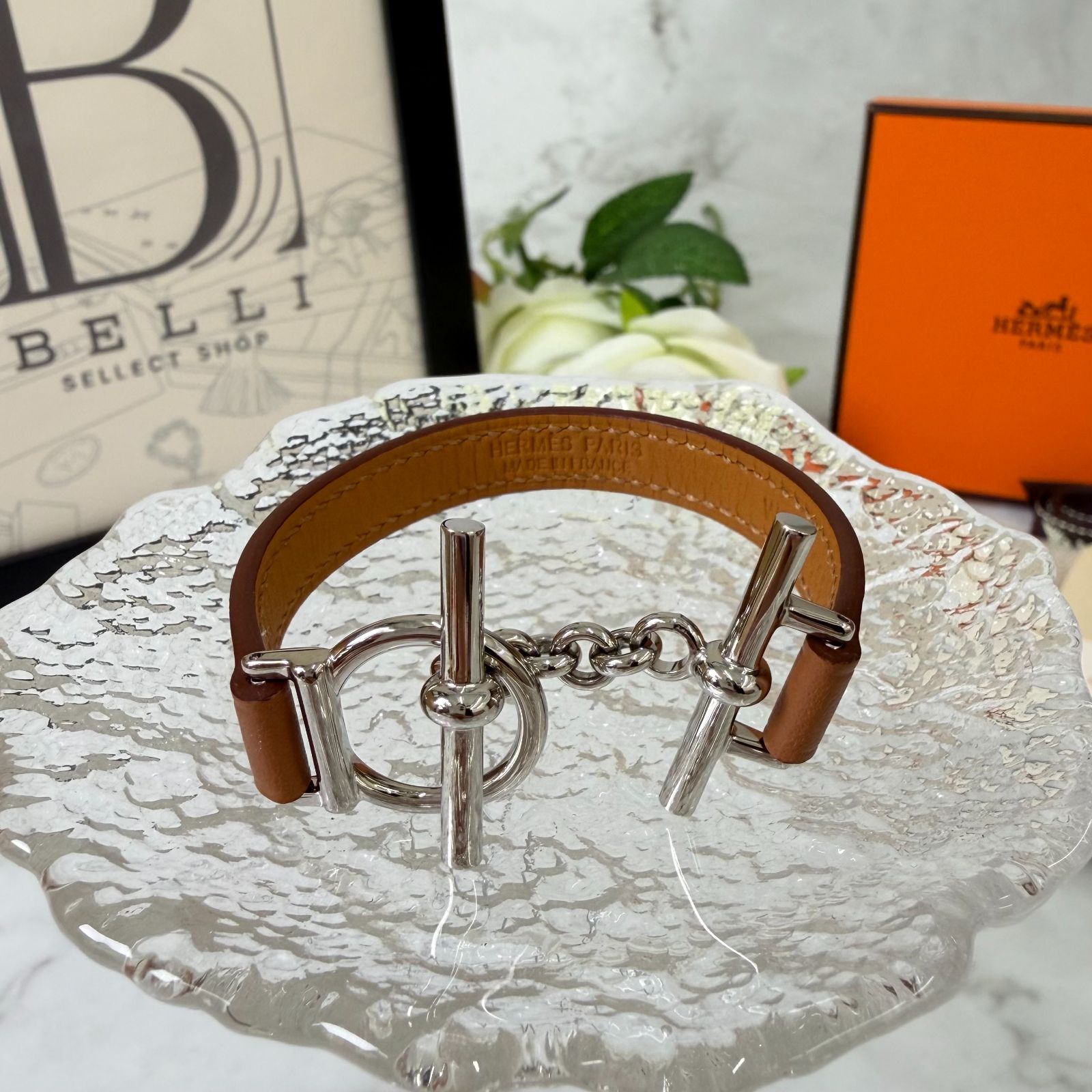 美品▽HERMES エルメス コリエドシアン レザー シルバー金具 2連 