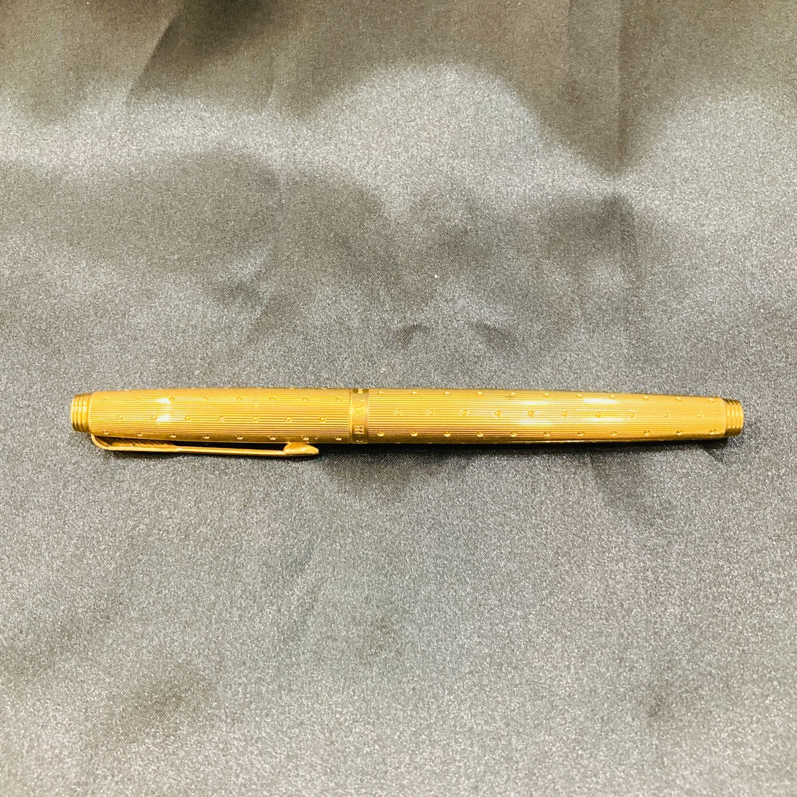 な*み様 Parkerゴールド ストライプデザイン 万年筆14k筆記未確認 A【ペン先14K】Parker パーカー ゴールドカラー ストライプデザイン