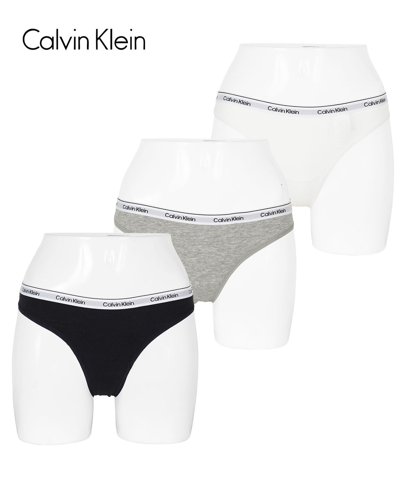 新品 未使用 並行輸入 Calvin Klein カルバンクライン 下着 【3枚セット】CAROUSEL レディース Tバック qd3587 ブラックグレーマルチセット
