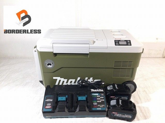 ☆極美品☆makita マキタ 18V/40Vmax 充電式冷温庫 CW001G オリーブ バッテリー2個(40Vmax 5.0Ah) 2口充電器付127167