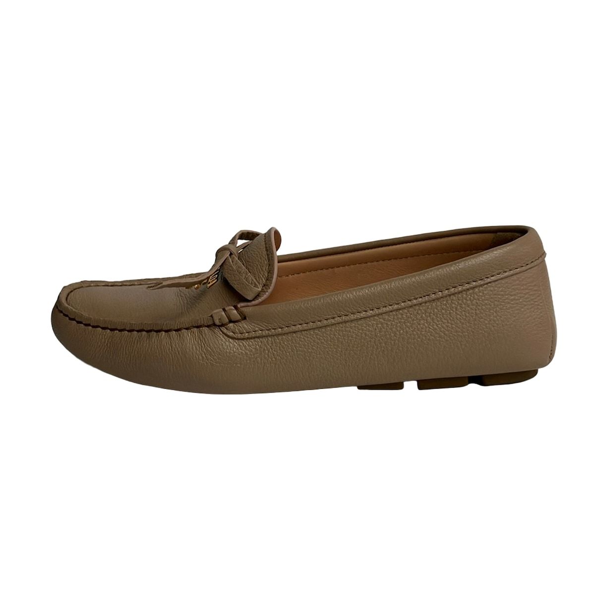 PRADA (Prada) Flat Shoe 36 Women - 1DD070 Beige Detachable Insole/Ribbon Leather