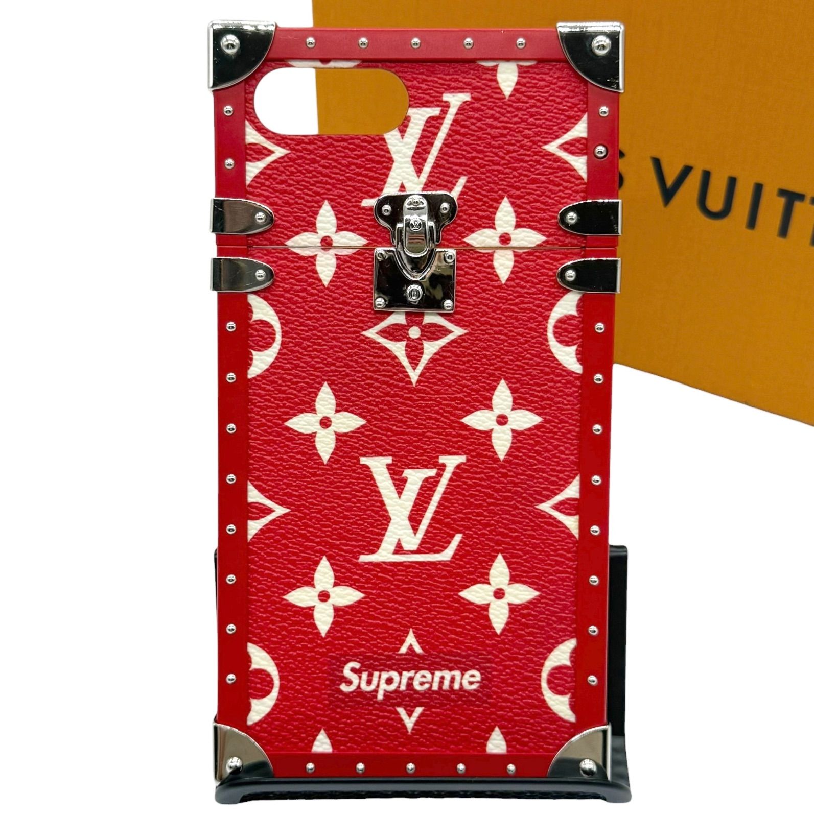 使用少　ルイヴィトン　シュプリーム 　コラボ　アイトランク　iPhoneケース　スマホケース　M67758 　iPhone7+/8+ 対応　モノグラム　レッド　バンパー　LOUIS VUITTON × Supreme　箱付　dn2 32,890円