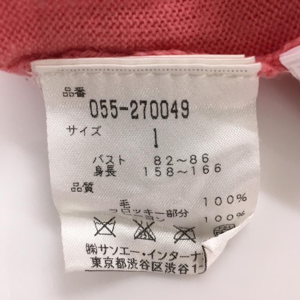 超美品】パーリーゲイツ セーター ピンク×ボルドー フロッキーワッペン
