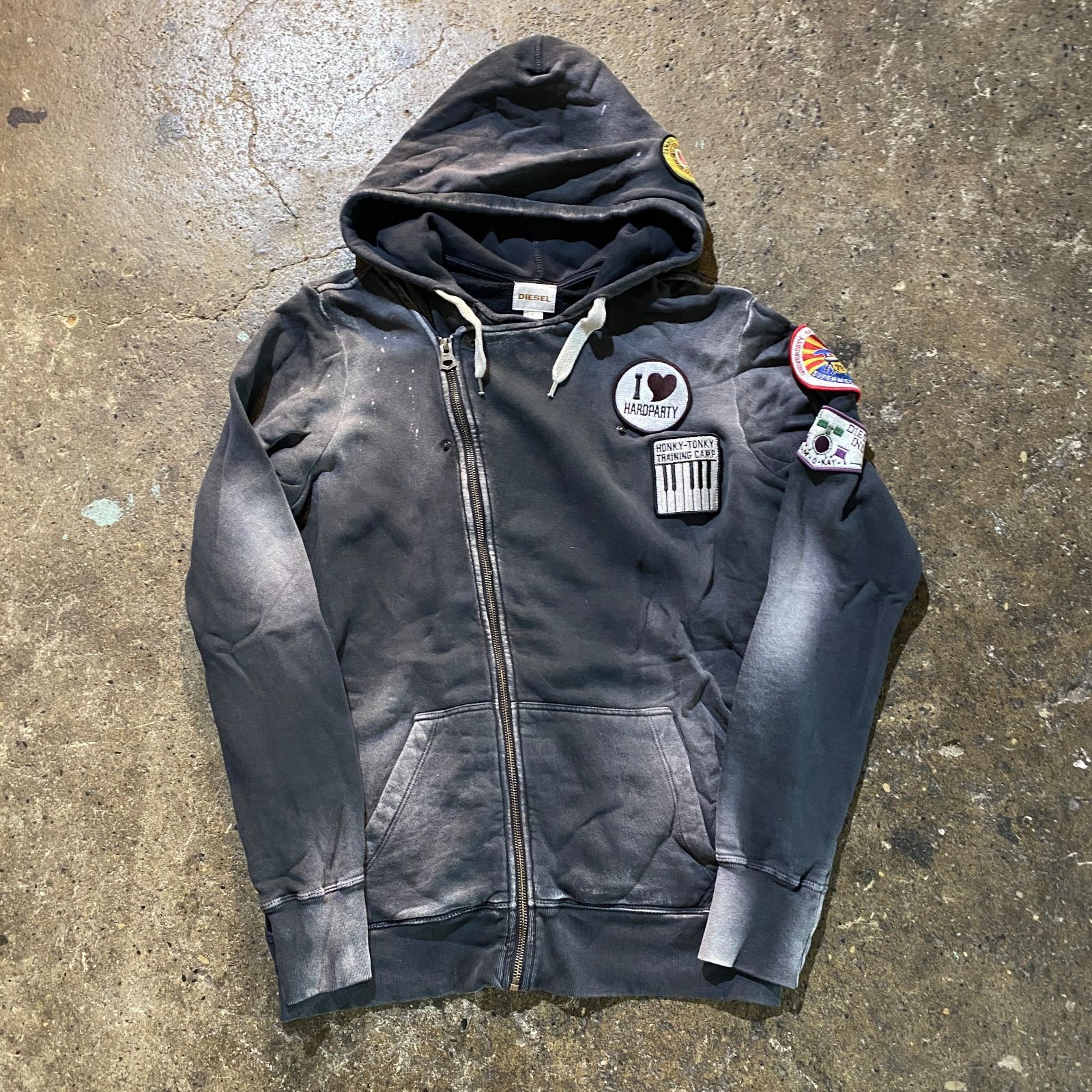 DIESEL 00s ライダースジップパーカー ワッペンデザイン ヴィンテージ 
