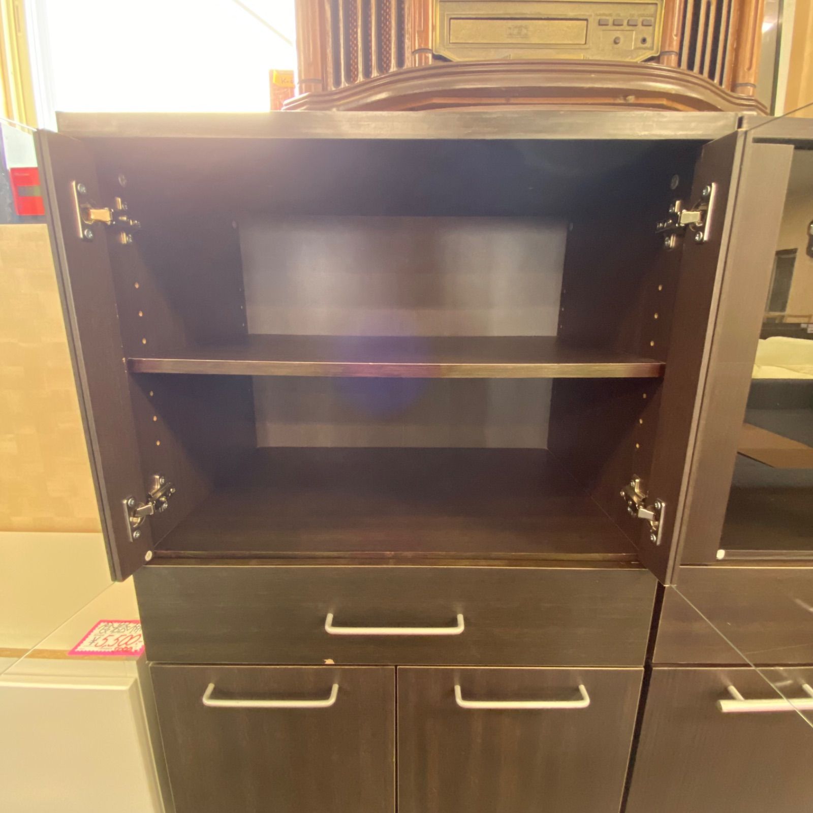 引取限定‼◇中古◇格安◇食器棚◇カップボード◇ブラウン◇新生活 