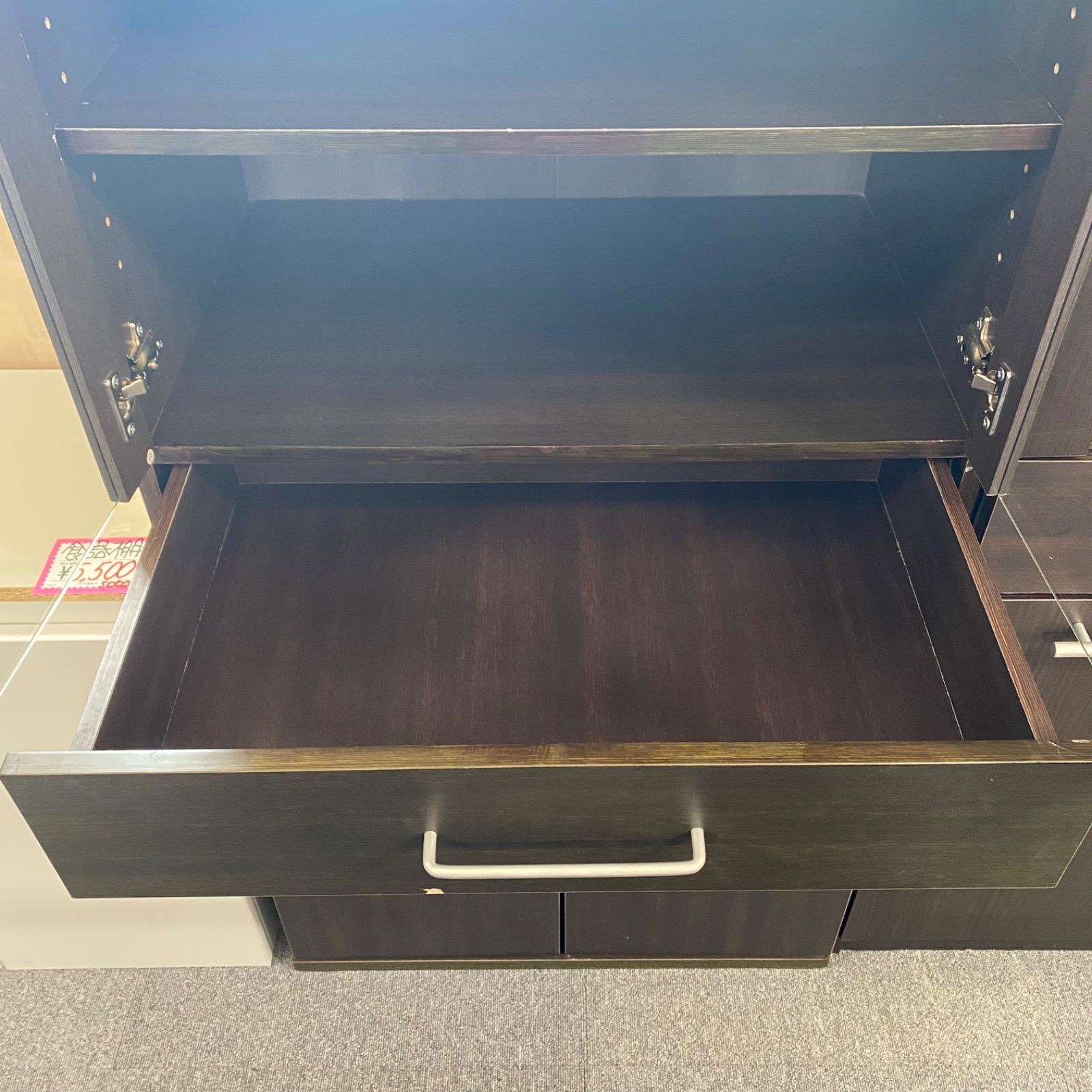 引取限定‼◇中古◇格安◇食器棚◇カップボード◇ブラウン◇新生活 