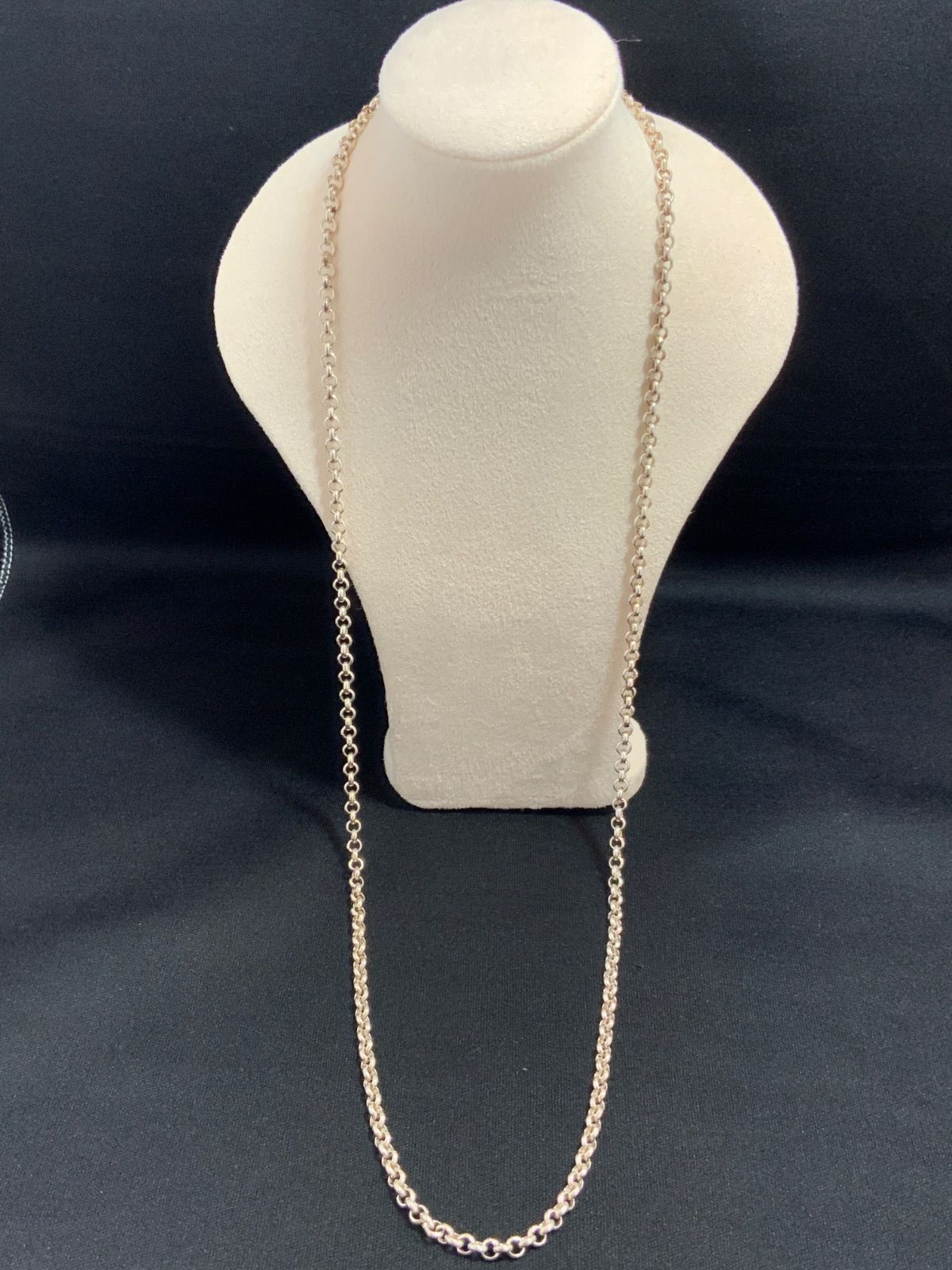 シルバー【ロング】「甲丸 ロールチェーン」 4mm×76.5cm SILVER