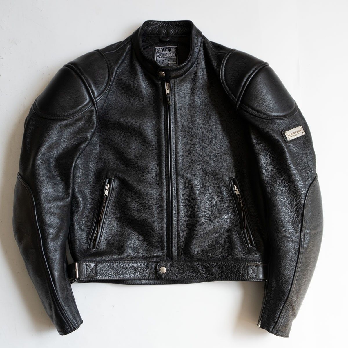美品】KADOYA【シングルライダースジャケット】 L ブラック レザー