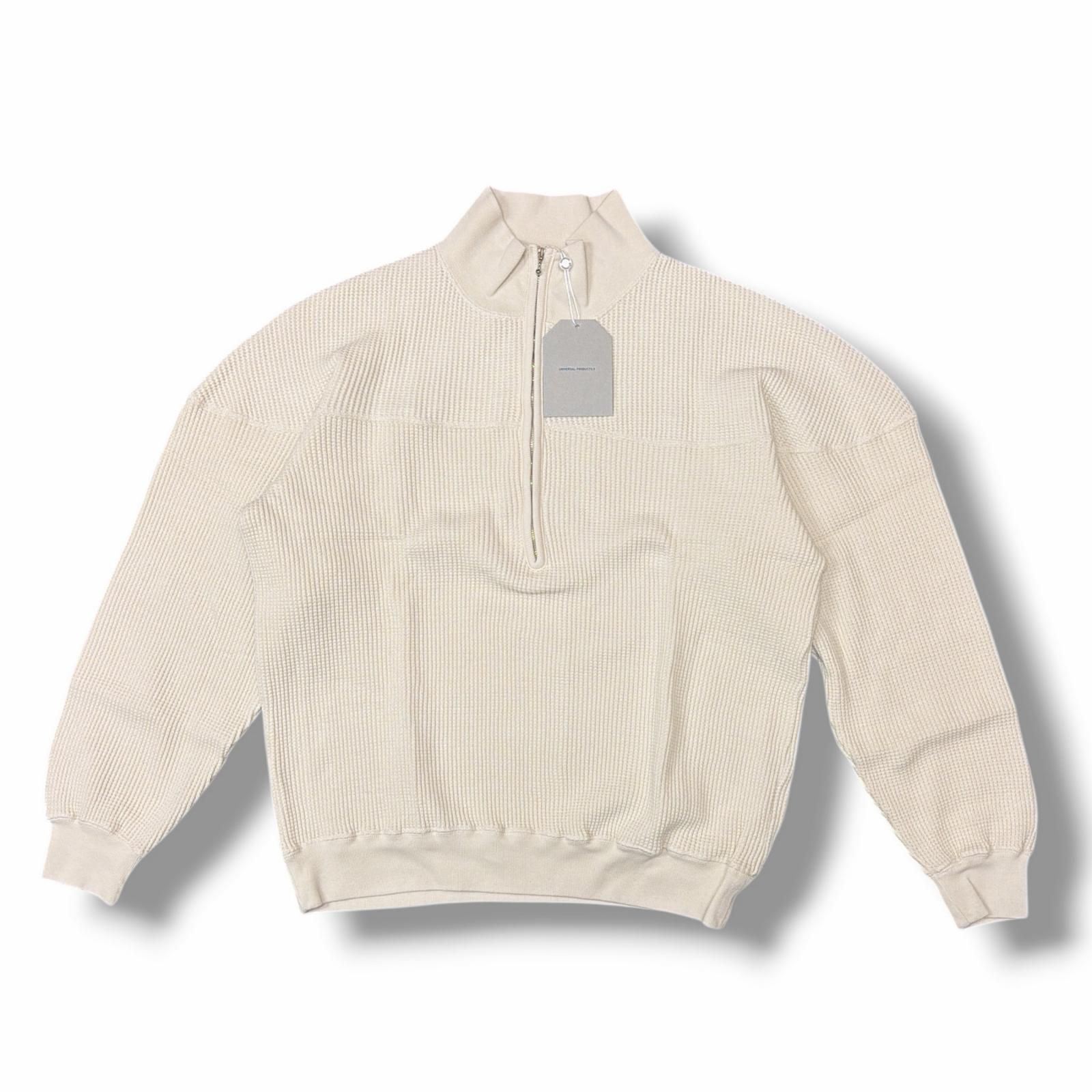 参考上代25300円 未使用 UNIVERSAL PRODUCTS 24AW Foot Ball Half Zip Sweat フットボールハーフジップワッフルスウェット ユニバーサルプロダクツ 243-60110 アイボリー 1 （11303M） 参考上代25300円 未使用 UNIVERSAL PRODUCTS 24AW Foot Ball Half Zip