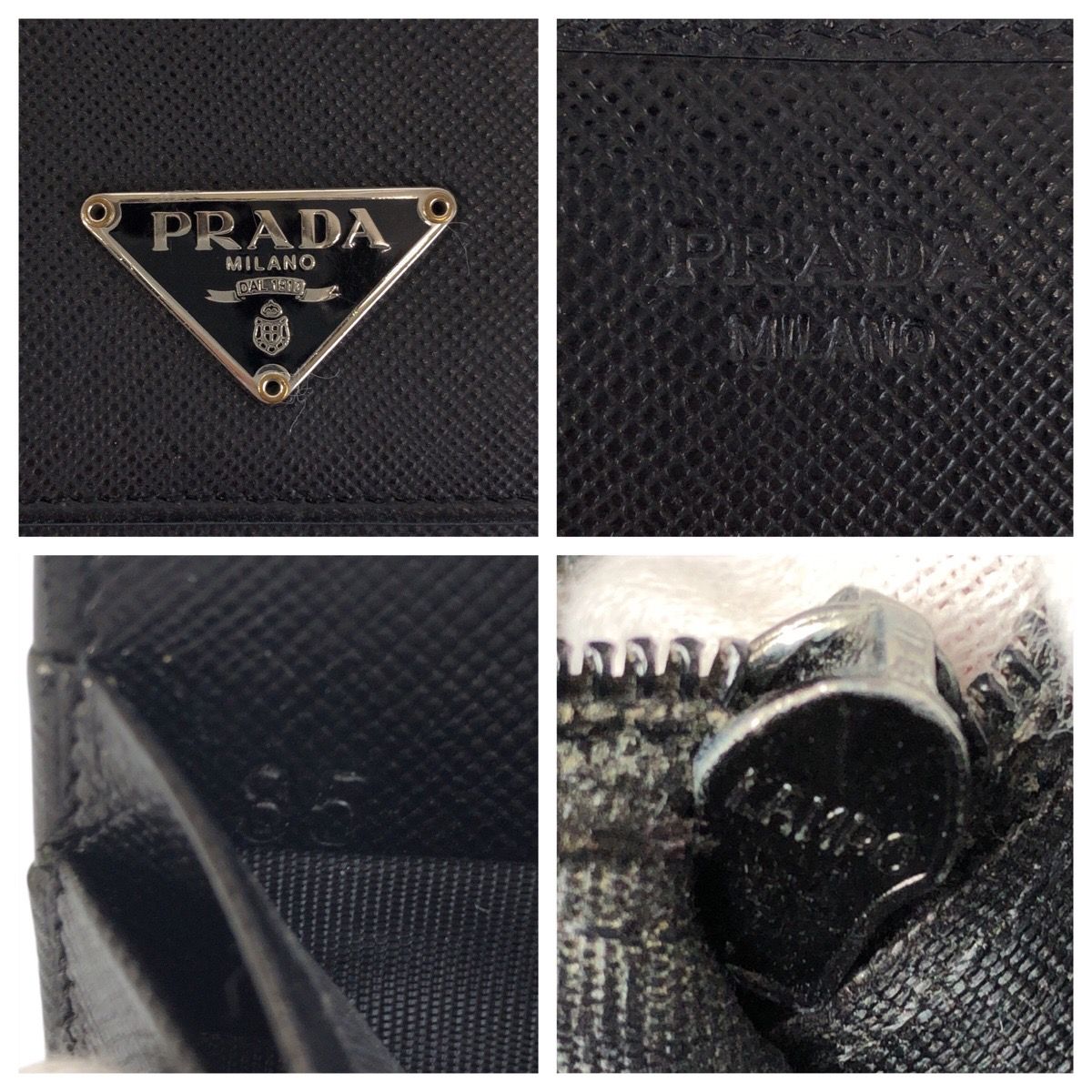PRADA プラダ サフィアーノ 三角ロゴプレート ブラック 黒 シルバー