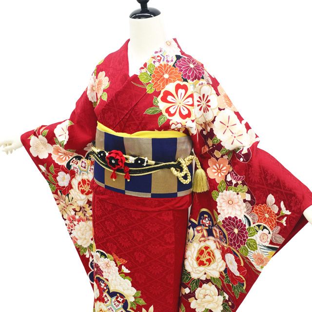 中古】 振袖 着物 リサイクル 正絹 成人式 フォーマル 金駒刺繍 金彩