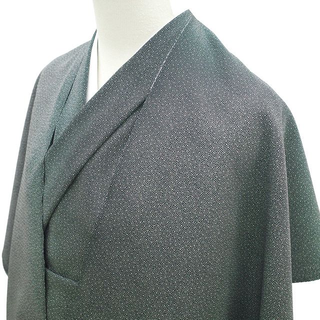 夏物 江戸小紋 両面染 着物 着尺 反物 絽 正絹 伊勢型写し 黒 大小霰 竹縞 セミフォーマル カジュアル 新古品 未仕立て みやがわ sb17406 夏物 江戸小紋 両面染 着物 着尺 反物 絽 正絹 伊勢型写し 黒 大小霰