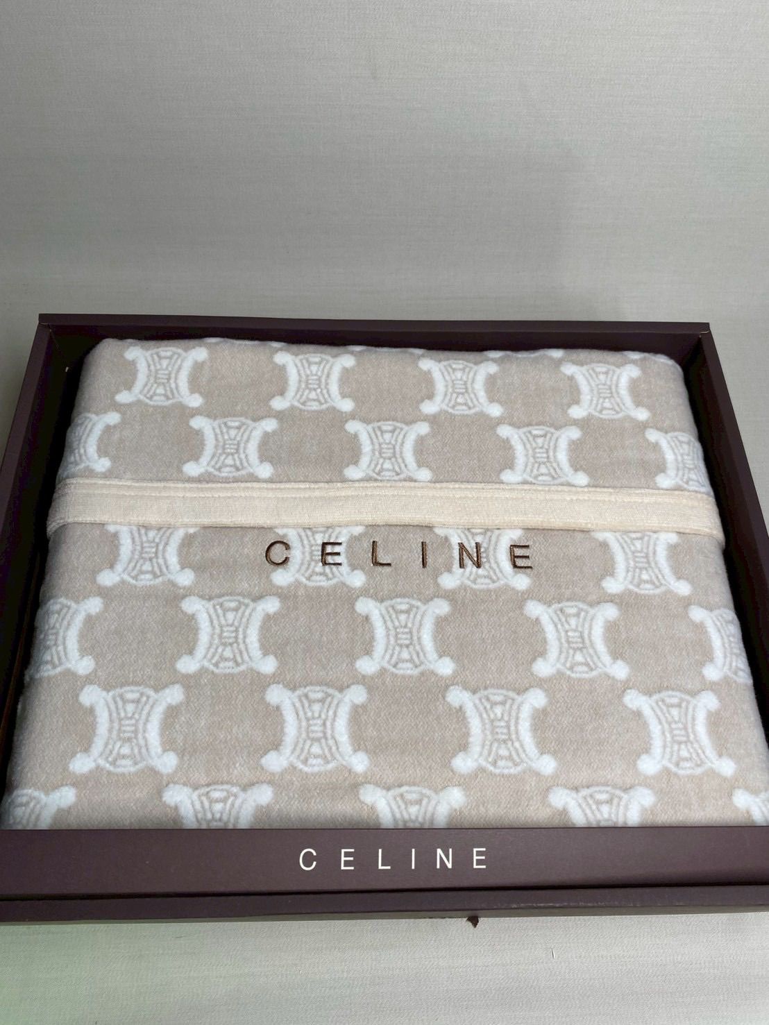 セリーヌ　毛布 レア◎新品 CELINE セリーヌ シルク混 綿毛布 マカダム柄✨️日本製