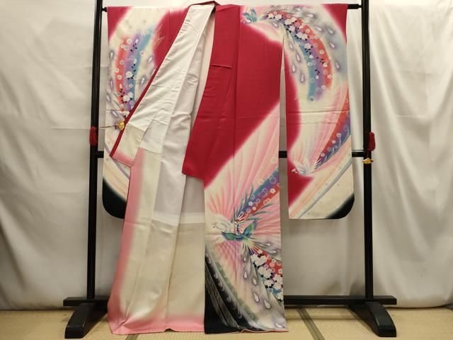 平和屋着物□豪華振袖 孔雀花文 暈し染め 銀彩 逸品bi2827