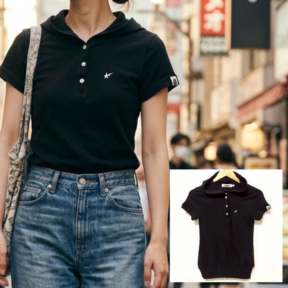 A BATHING APE ポロシャツレディースXS A BATHING APE Ladies' BY BATHING L/S POLO SHIRT – happyjagabee store