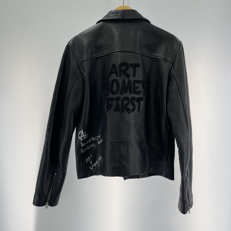 中古】ART COMES FIRST ダブルライダースジャケット ブラック サイズ38