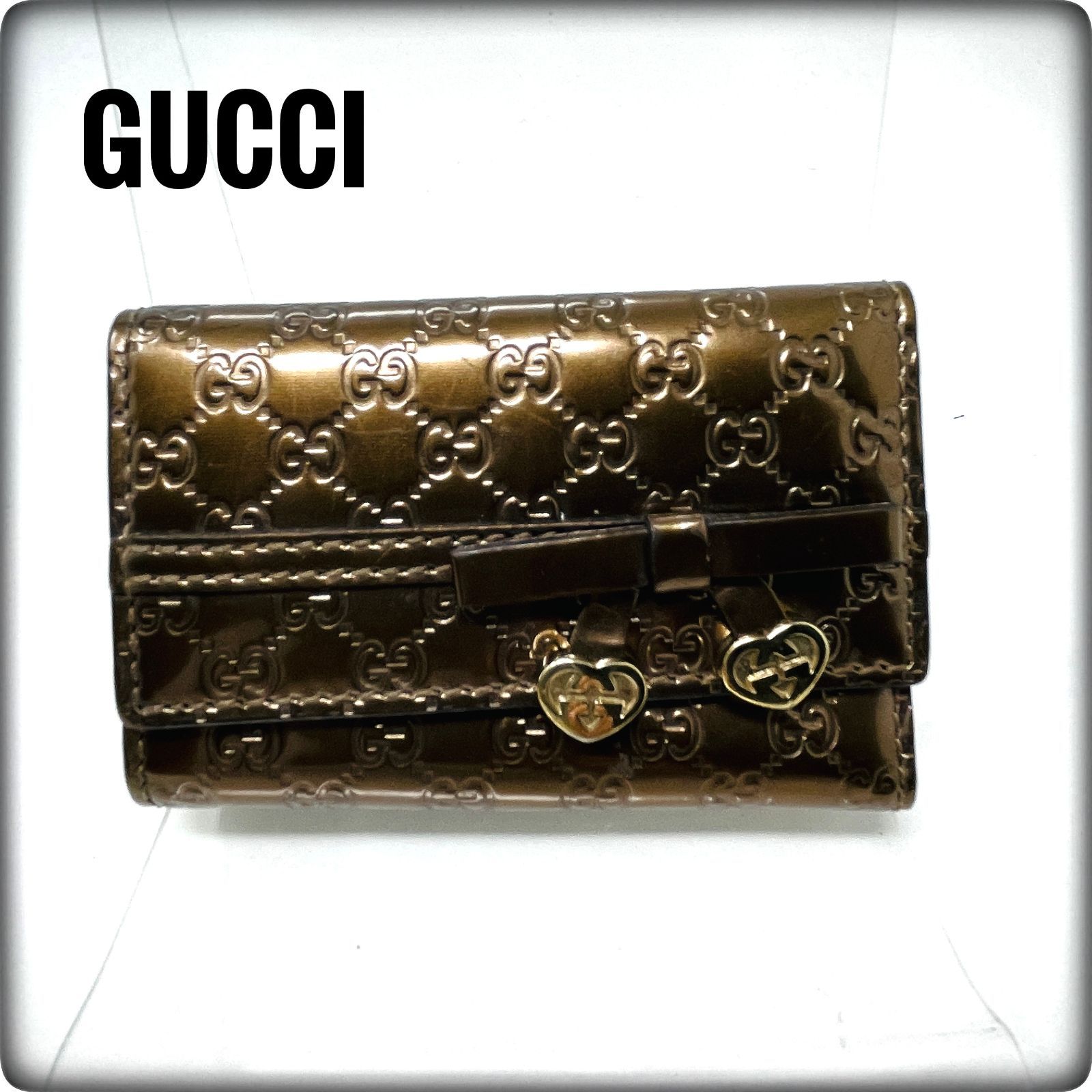 GUCCI (グッチ) シャイニーマイクロ グッチシマ リボン レザー 6連 