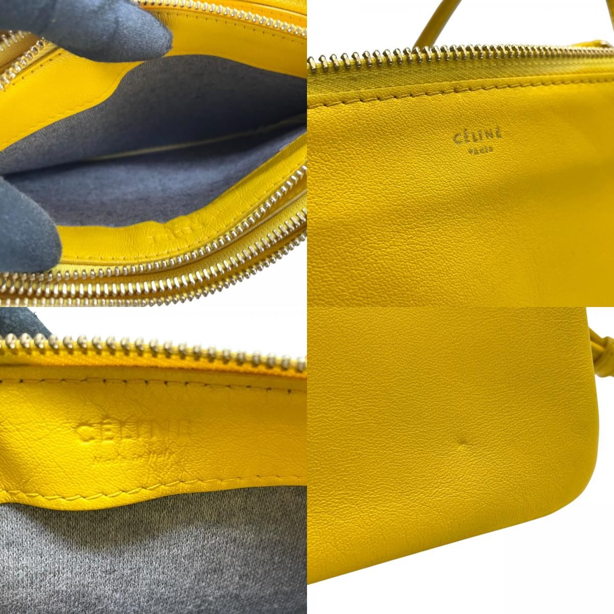 CELINE セリーヌ Trio Small トリオ スモール ショルダーバッグ E2 クロスボディバッグ ラムスキン レザー イエロー ゴールド金具 フィービー期 3連ポーチ レディース CELINE セリーヌ Trio Small トリオ スモール ショルダーバッグ E2