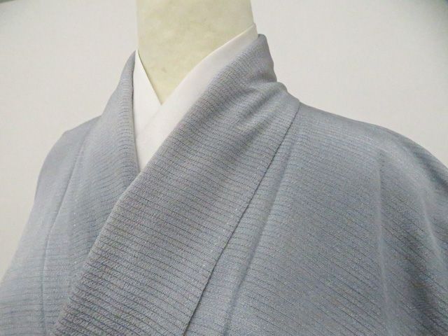 【一輝堂】色無地 絽ちりめん 夏物 夏 落款入り 着物 正絹 身丈約155.0cm 裄丈約62.5cm 26z04-1864