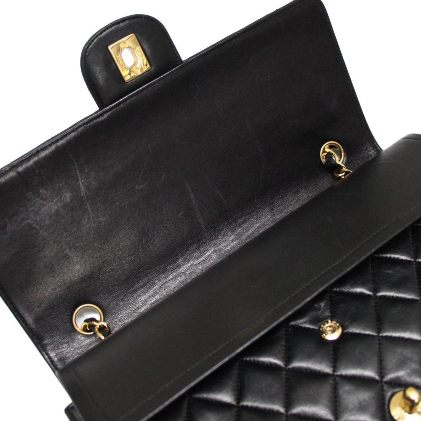シャネル CHANEL マトラッセ27 ダブルフラップ チェーンショルダーバッグ ラム 黒 1番台 【74487】 シャネル CHANEL マトラッセ27 ダブルフラップ チェーンショルダー
