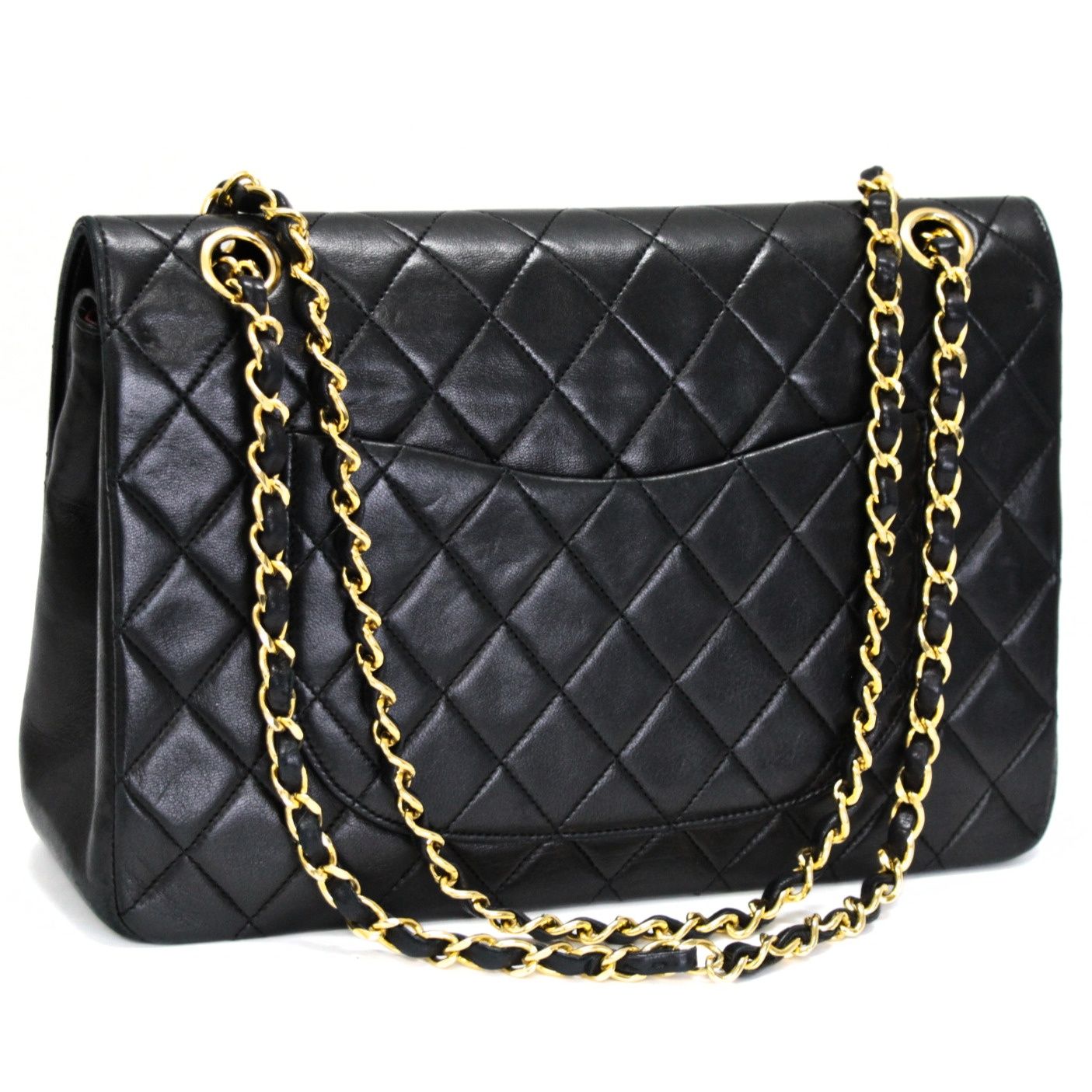 シャネル CHANEL マトラッセ27 ダブルフラップ チェーンショルダーバッグ ラム 黒 1番台 【74487】 シャネル CHANEL マトラッセ27 ダブルフラップ チェーンショルダー
