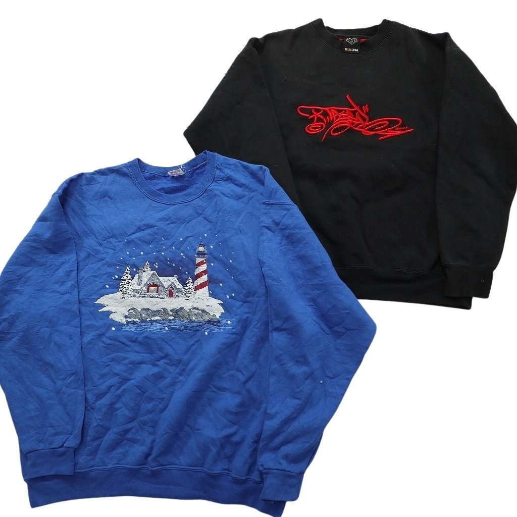 ◆古着まとめ売り・卸■デザインスウェット14枚セット★L・XL～ 古着卸 まとめ売り カラー スウェット 8枚セット ( メンズ XL ) 大判