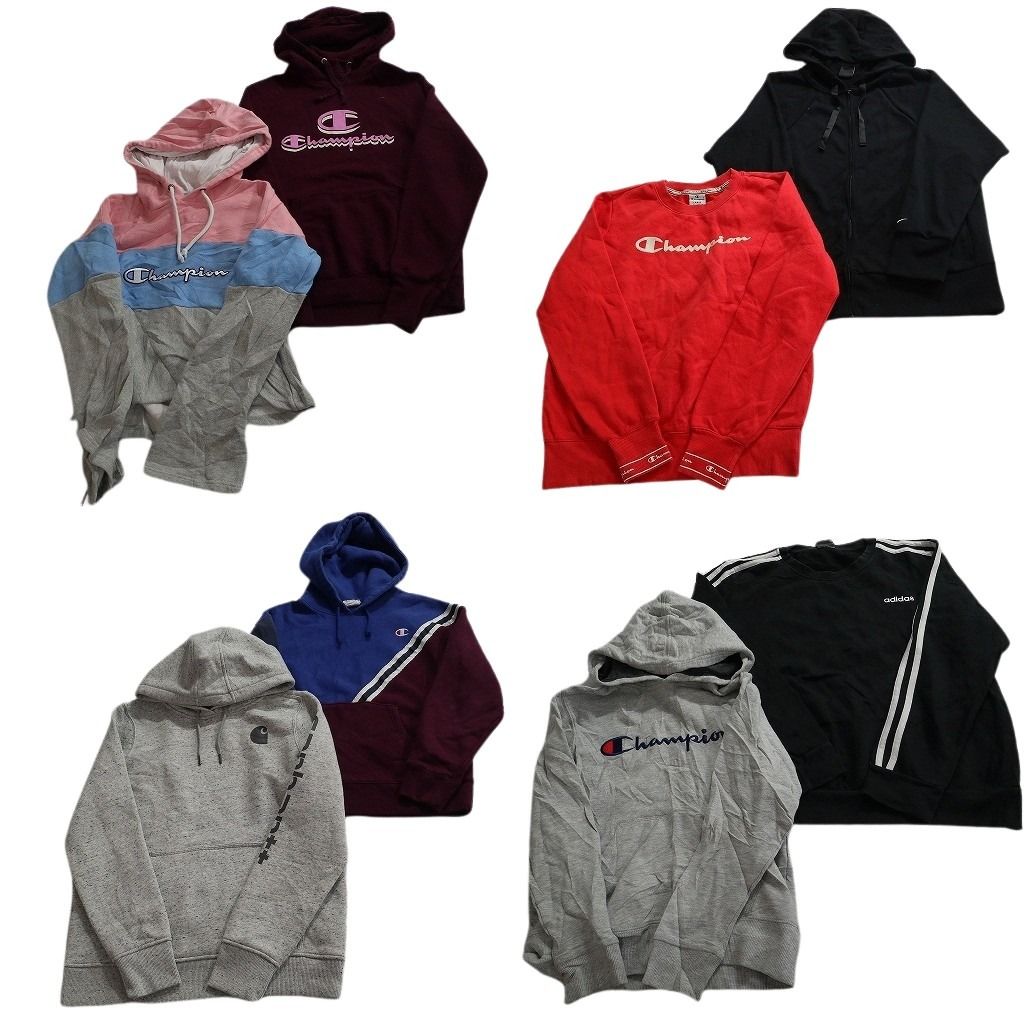 古着卸 ブランドMIX スウェット 8枚セット ( レディース・キッズ・ユース  S/M/L ) チャンピオン カーハート アディダス 中古 古着 NE4355 古着卸 ブランドMIX スウェット 8枚セット ( レディース・キッズ