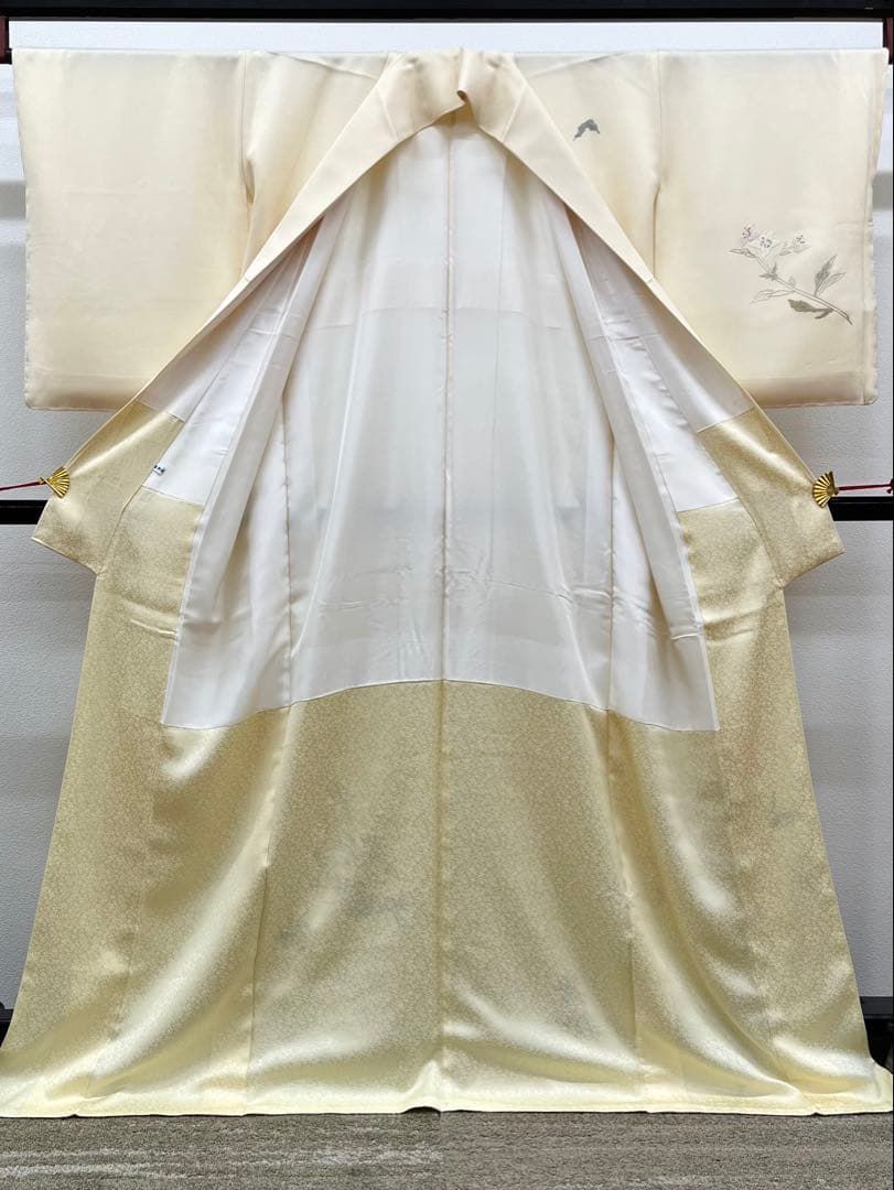 山口美術織物 手刺繍 付け下げ 正絹 躾糸付き パールトーン加工済 A312 