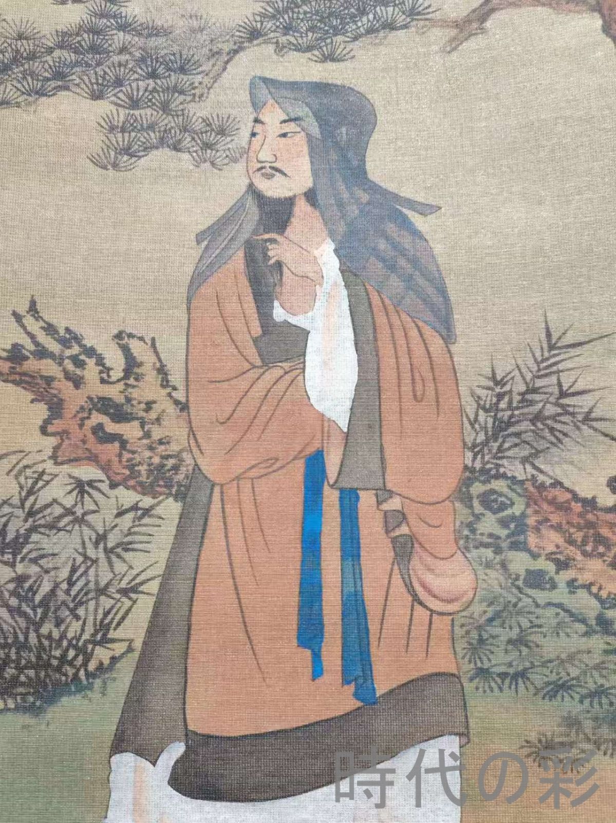宋紫石　人物画　絹本掛軸　真贋不明 中国古美術【文徴明風 人物図】掛軸 絹本 三尺中堂 表装済 人物画 肉筆