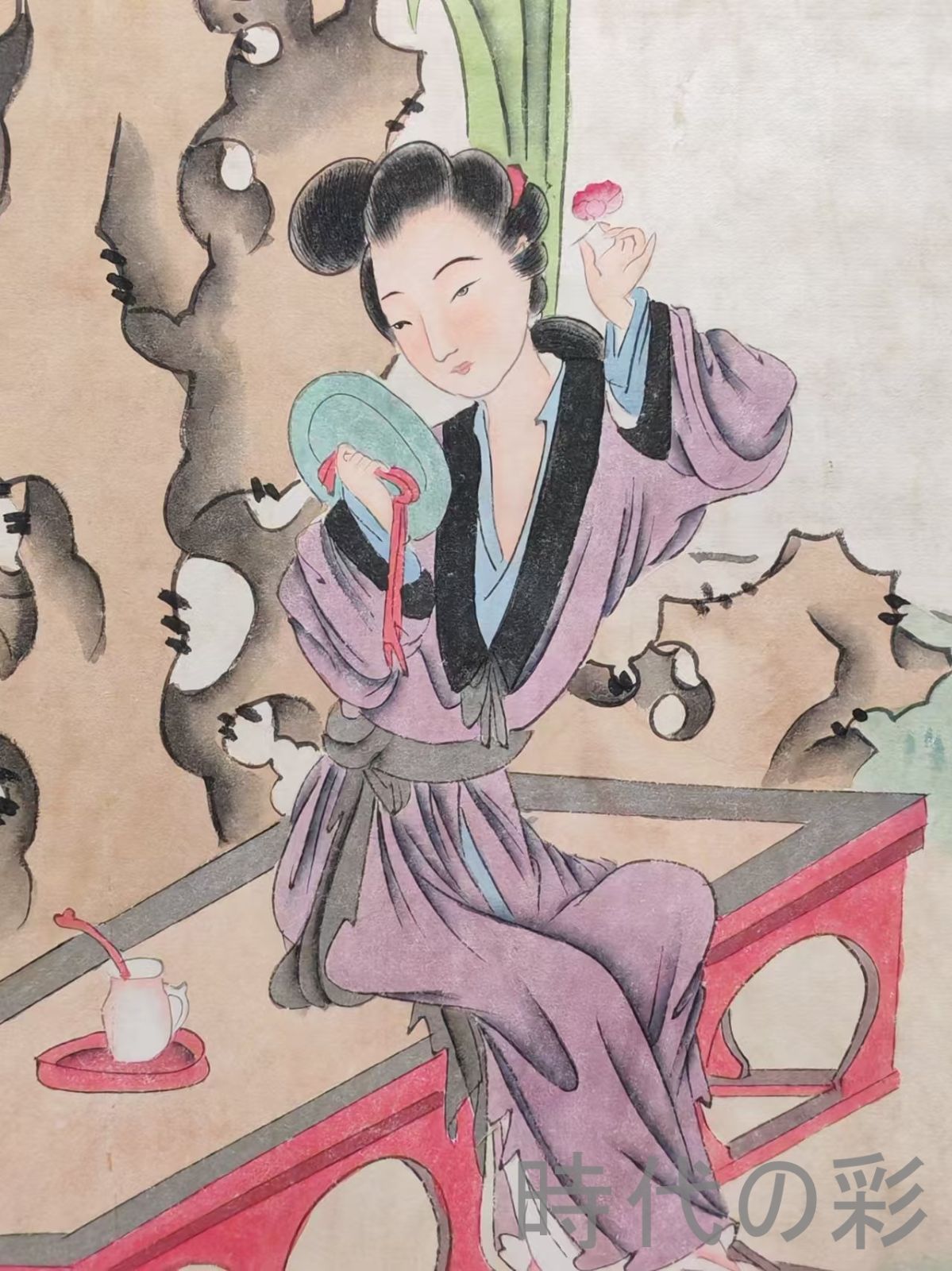 中国古美術 明時代 仇英作款 仕女図 三尺 絹本 掛け軸 巻き物 書画 唐物 美品】中国掛け軸 仕女図 横長 絹本 美人画 唐・周昉風 箱付き - メルカリ