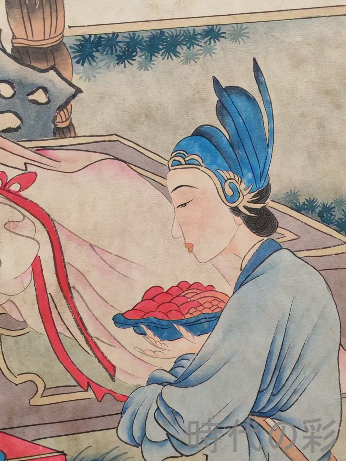 中国古美術 明時代 仇英作款 仕女図 三尺 絹本 掛け軸 巻き物 書画 唐物 中国古美術【文徴明風 人物図】掛軸 絹本 三尺中堂 表装済 人物画 肉筆