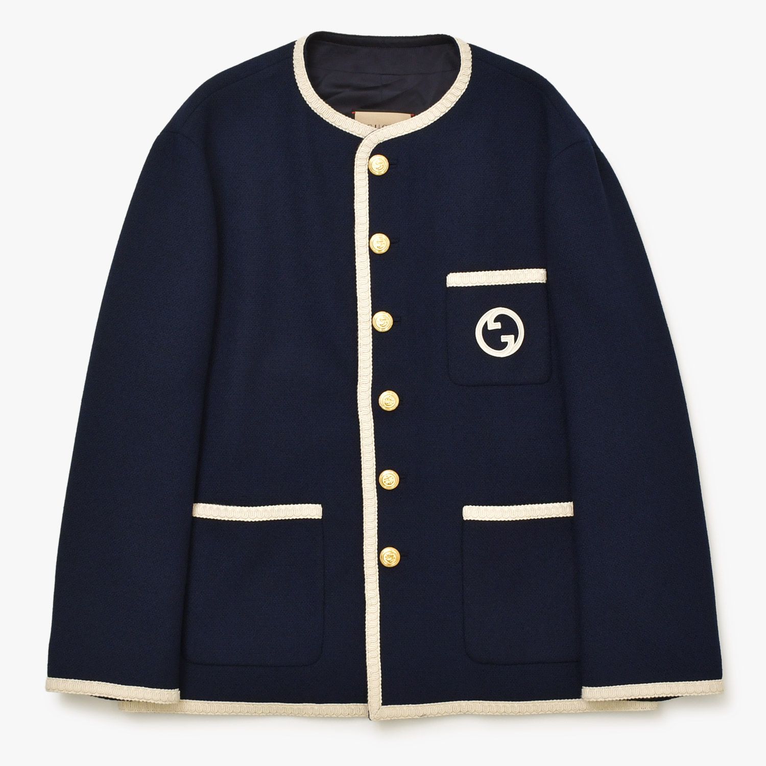 新品未使用 GUCCI グッチ ツイード ジャケット 741095 ネイビー 新品未使用 GUCCI グッチ ツイード ジャケット 741095 ネイビー
