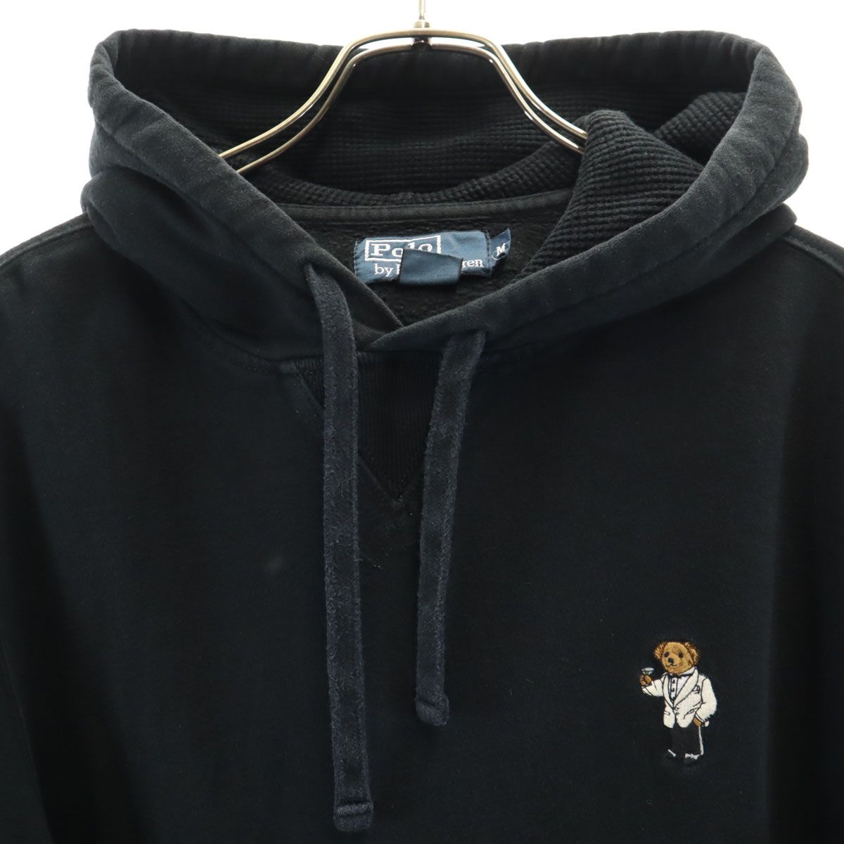 古着 Polo by Ralph Lauren ポロバイラルフローレン 90s オールド ポロベア刺繍 長袖 スウェットパーカー M ブラック メンズ Polo by Ralph Lauren ポロバイラルフローレン 90s オールド ポロベア