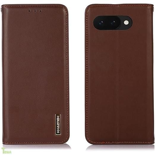 ブラウン for Google Pixel 10A ケース 手帳型 本革 for グーグル ピクセル 10a カバー 牛革 財布型 上質ナッパレザー 高級本皮 耐衝撃 マグネット式ボタン スピーカーホール付き カード収納 横置きスタンド機能 ストラップホール有
