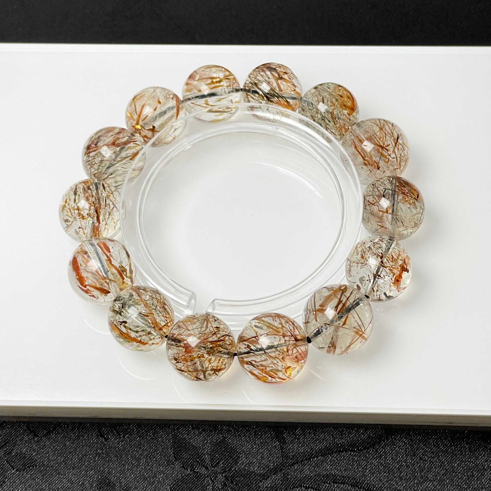 天然美品【60Aキラキラブラック＆ブラウンルチルクォーツ