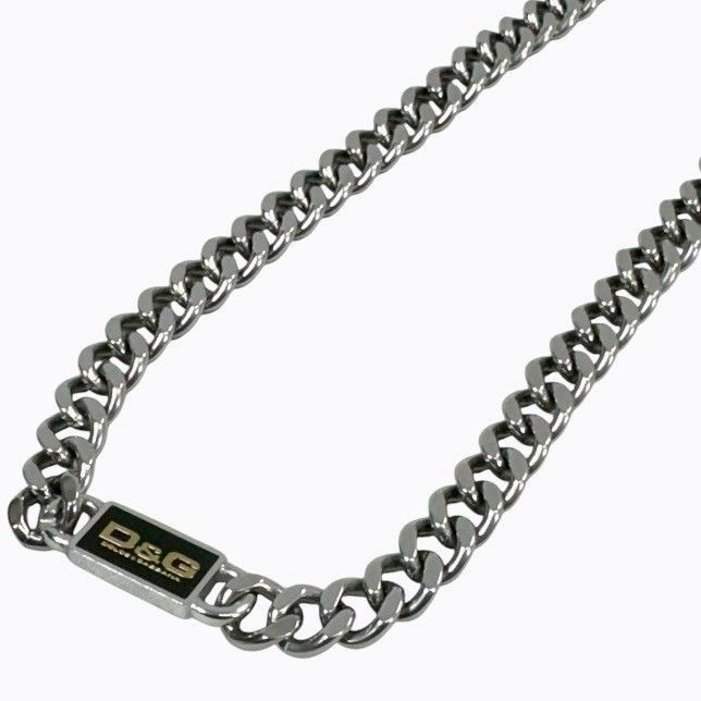 DOLCE&GABBANA ドルチェ&ガッバーナ ネックレス 喜平 美品】DOLCE&GABBANA 喜平 チェーン ネックレス ロゴプレート シルバー