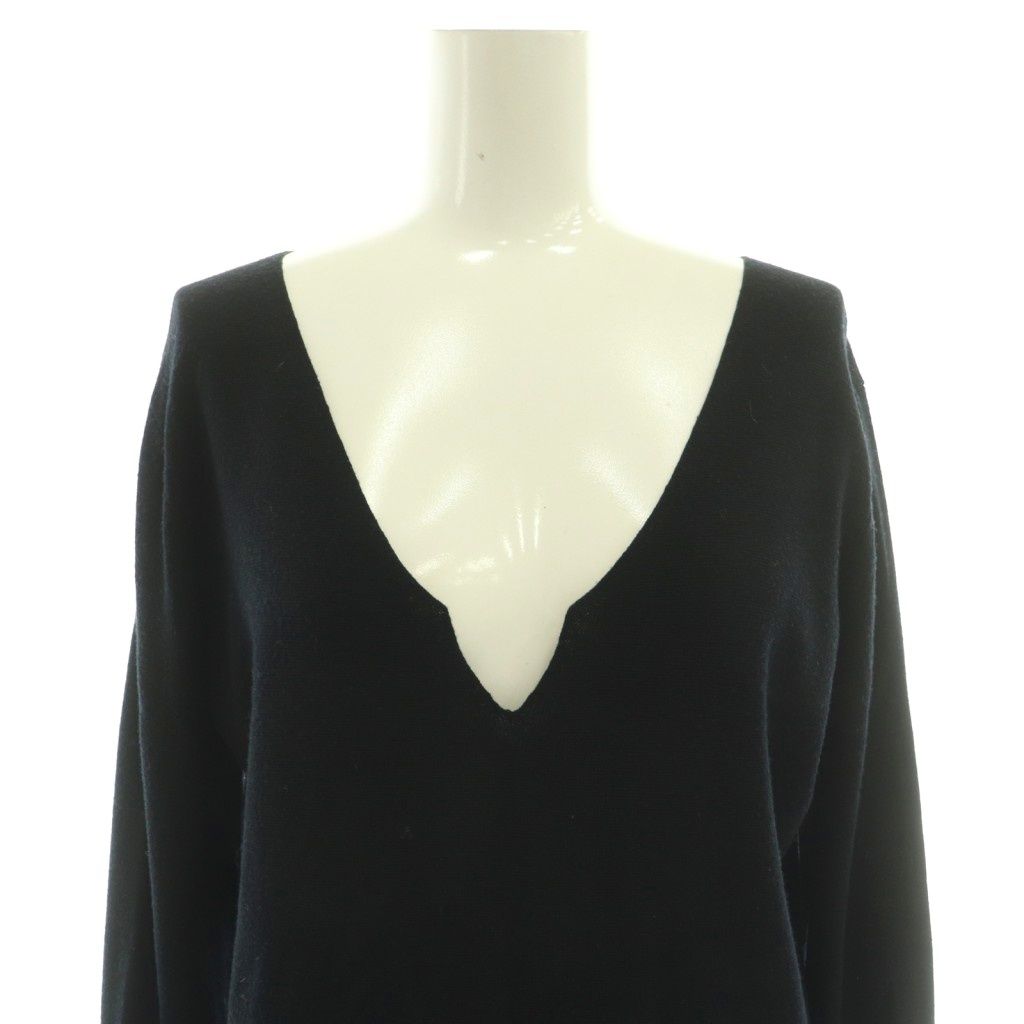 ティーバイアレキサンダーワン ニット XS 黒 Vネック ライン入り 長袖 ティーバイアレキサンダーワン T by Alexanderwang ニット セーター