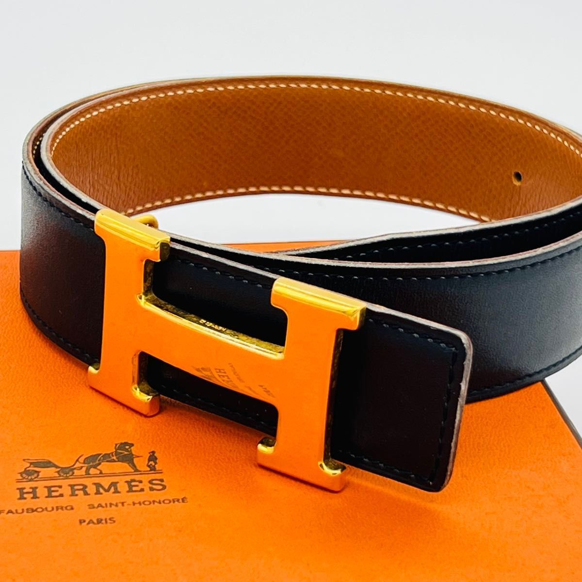 HERMES エルメス ○Z刻印 コンスタンス Hベルト ベルト ブラック 