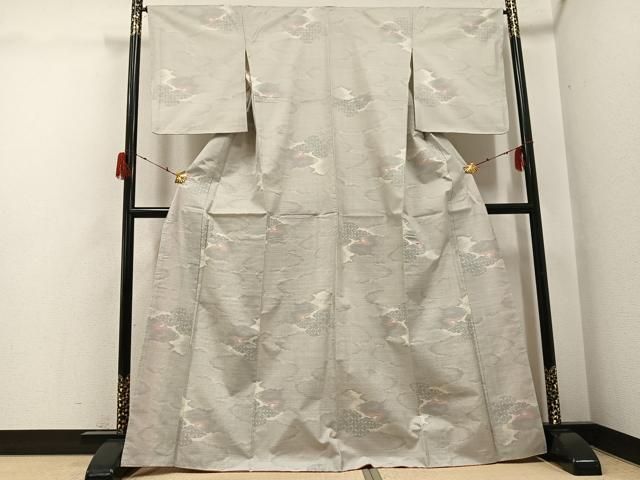 平和屋着物●本場大島紬　白大島　カタス7マルキ　雲重ね文　正絹　逸品　未使用　AABH2015ph 平和屋着物○本場大島紬 白大島 カタス7マルキ 雲重ね文 正絹 逸品 未