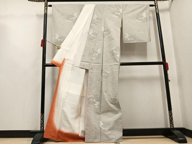 平和屋着物●本場大島紬　白大島　カタス7マルキ　雲重ね文　正絹　逸品　未使用　AABH2015ph 平和屋着物○本場大島紬 白大島 カタス7マルキ 雲重ね文 正絹 逸品 未