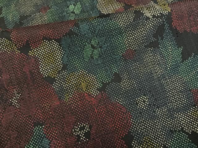 平和屋着物○本場大島紬 一元7マルキ 草花文 正絹 逸品 AABH2041ph
