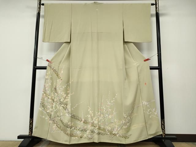 平和屋着物●本加賀友禅作家　茶谷孝志　色留袖　熨斗枝梅文　正絹　逸品　CABE6843ut 平和屋着物○本加賀友禅作家 茶谷孝志 色留袖 熨斗枝梅文 正絹 逸品